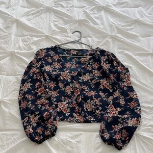 Forever 21 Floral Blouse - Navy and Pink